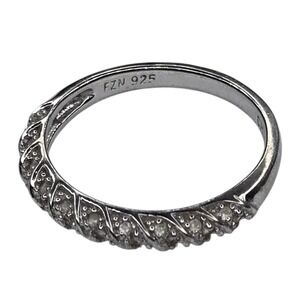 FZN Ring Sterling Silver 925 Size 5 Silver Twisted Vine Clear Stone Band‎